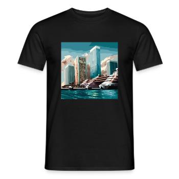 Arrival in Miami over water (Miami Collection) - Männer T-Shirt - Schwarz - Vorne - AI Model Male 178 light (178cm)