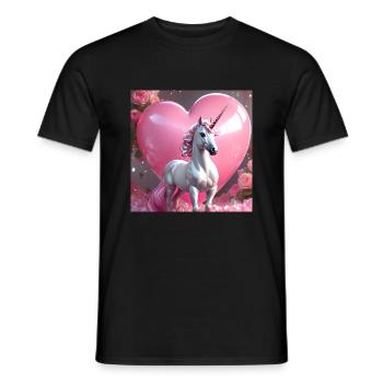 Unicorn pink heart - Men's T-Shirt - black - Front - AI Model Male 178 light (178cm)