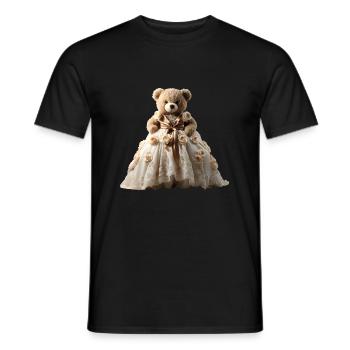 Teddy bear in wedding dress - Men's T-Shirt - black - Front - AI Model Male 178 light (178cm)
