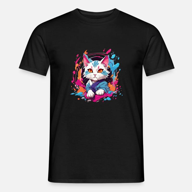 Bunte Katze - Männer T-Shirt - Schwarz