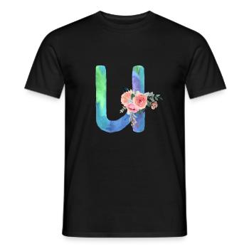 Lettre u watercolor - T-shirt homme - noir - Devant - AI Model Male 178 light (178cm)