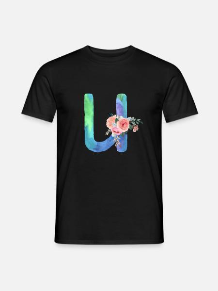 Buchstabe u Aquarell - Männer T-Shirt - Schwarz