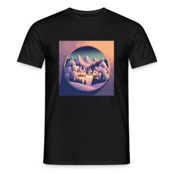Village dans la boule à neige - T-shirt homme - noir - Devant - AI Model Male 178 light (178cm)