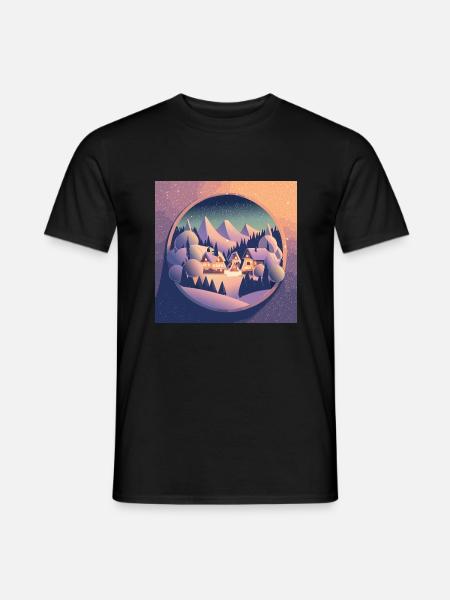 Village in snow globe - Men's T-Shirt - black