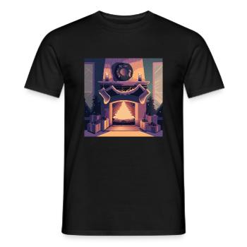Christmas fireplace - Men's T-Shirt - black - Front - AI Model Male 178 light (178cm)