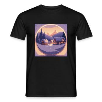 Village in snow globe - Men's T-Shirt - black - Front - AI Model Male 178 light (178cm)