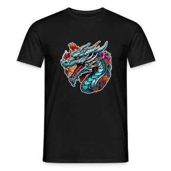 dragon asiatique - japon - chinois - T-shirt homme - noir - Devant - AI Model Male 178 light (178cm)