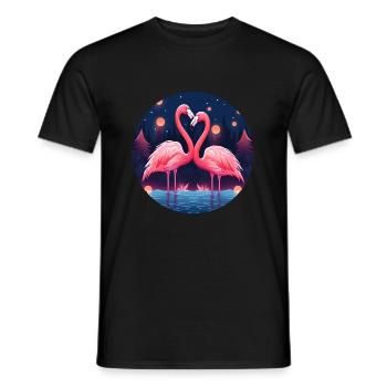Flamingo Flock Tropical, Liebe Flamingos - Männer T-Shirt - Schwarz - Vorne - AI Model Male 178 light (178cm)