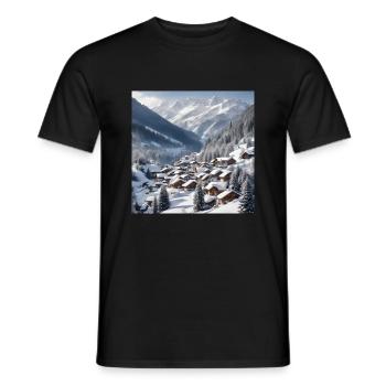 Winterdorf - Männer T-Shirt - Schwarz - Vorne - AI Model Male 178 light (178cm)