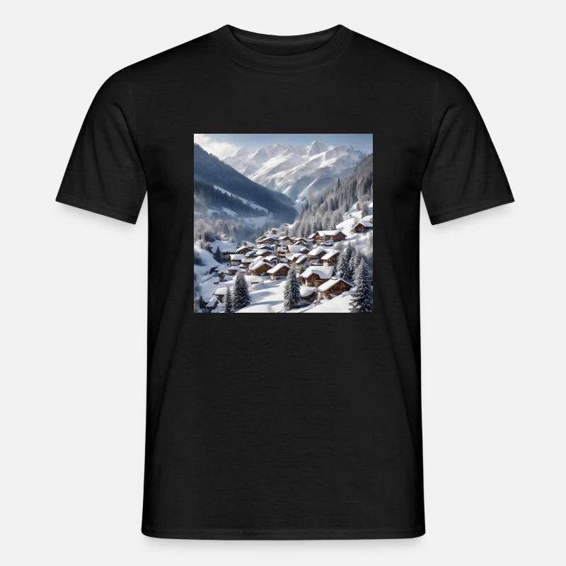 Winterdorf - Männer T-Shirt - Schwarz