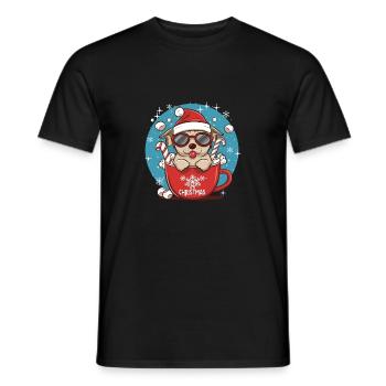 Weihnachts Welpe in Tasse - Merry Christmas - Männer T-Shirt - Schwarz - Vorne - AI Model Male 178 light (178cm)