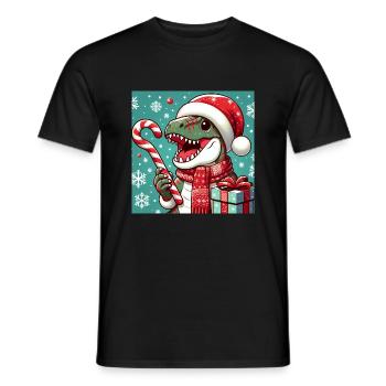 Weihnachts-Dinosaurier - Männer T-Shirt - Schwarz - Vorne - AI Model Male 178 light (178cm)
