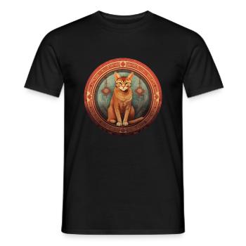 Chat d’Abyssinie Boho éléments, chats d’amour - T-shirt homme - noir - Devant - AI Model Male 178 light (178cm)