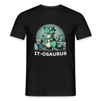 IT-osaurus Computer Science Dinosaurs - Men's T-Shirt - black - Front - AI Model Male 178 light (178cm)