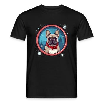 Französische Bulldogge Hund Weihnachten, Liebeshunde - Männer T-Shirt - Schwarz - Vorne - AI Model Male 178 light (178cm)