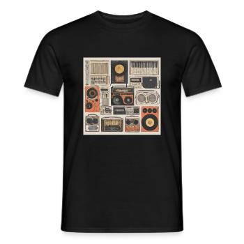 Collection de musique vintage - T-shirt homme - noir - Devant - AI Model Male 178 light (178cm)