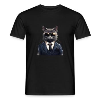 Katze in Anzug - Männer T-Shirt - Schwarz - Vorne - AI Model Male 178 light (178cm)