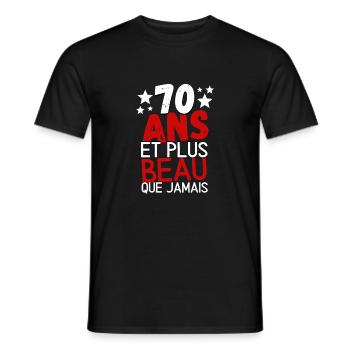 70 ans et plus beau que jamas - T-shirt homme - noir - Devant - AI Model Male 178 light (178cm)