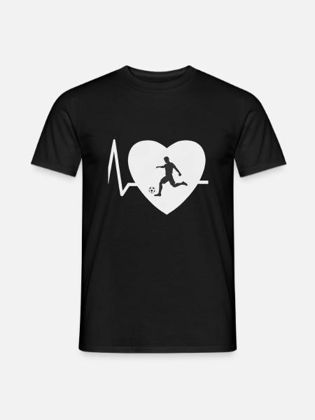 Herzschlag Fussball - Männer T-Shirt - Schwarz
