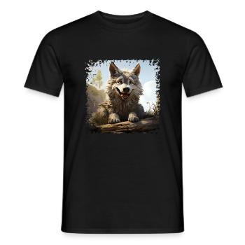 Funny Wolf - Men's T-Shirt - black - Front - AI Model Male 178 light (178cm)