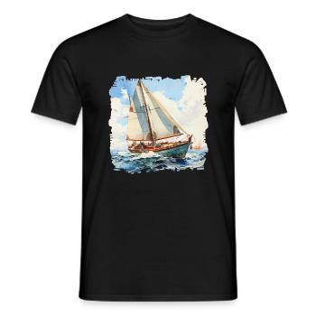 Eine Segelyacht ist ein Sportboot - Männer T-Shirt - Schwarz - Vorne - AI Model Male 178 light (178cm)