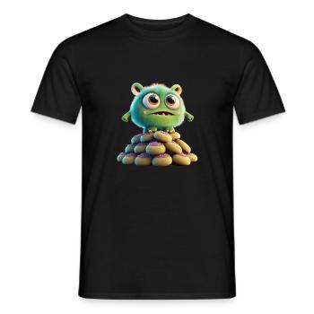 niedliches monster beängstigend lustig gruselig sitzt auf einem haufen - Männer T-Shirt - Schwarz - Vorne - AI Model Male 178 light (178cm)
