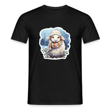 Moutons d’hiver - T-shirt homme - noir - Devant - AI Model Male 178 light (178cm)