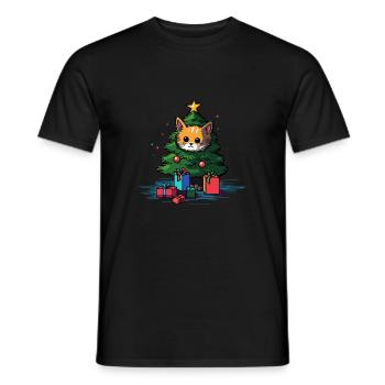 Weihnachtskatze - Männer T-Shirt - Schwarz - Vorne - AI Model Male 178 light (178cm)
