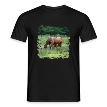 Zwei Pferde auf der Weide - Männer T-Shirt - Schwarz - Vorne - AI Model Male 178 light (178cm)