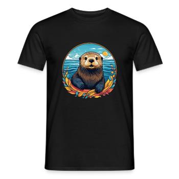 Sea Otter - Men's T-Shirt - black - Front - AI Model Male 178 light (178cm)