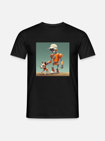 mignon petit orange futuriste vintage robots - T-shirt homme - noir