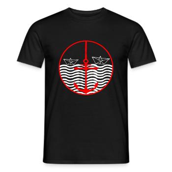 Anchor Wave North Sea Baltic Sea Coast T-Shirt - Men's T-Shirt - black - Front - AI Model Male 178 light (178cm)