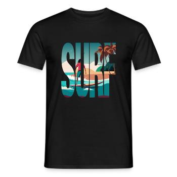 Surfeur, Surfergirl, Plage, Soleil - T-shirt homme - noir - Devant - AI Model Male 178 light (178cm)