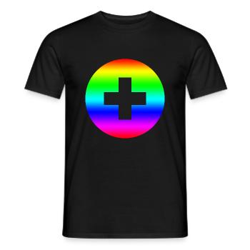 Arc-en-ciel rond plus croix - T-shirt homme - noir - Devant - AI Model Male 178 light (178cm)