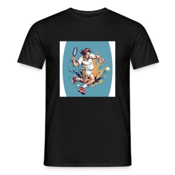 Funny Cute Tennis Player Design - Men's T-Shirt - black - Front - AI Model Male 178 light (178cm)