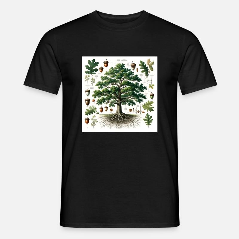 Botanik Eiche - Männer T-Shirt - Schwarz