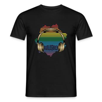 Earphone - Men's T-Shirt - black - Front - AI Model Male 178 light (178cm)