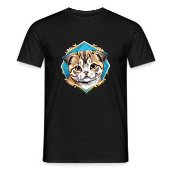 Chat Scottish Fold - T-shirt homme - noir - Devant - AI Model Male 178 light (178cm)