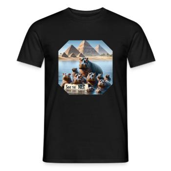 Nilpferd Familie - Männer T-Shirt - Schwarz - Vorne - AI Model Male 178 light (178cm)