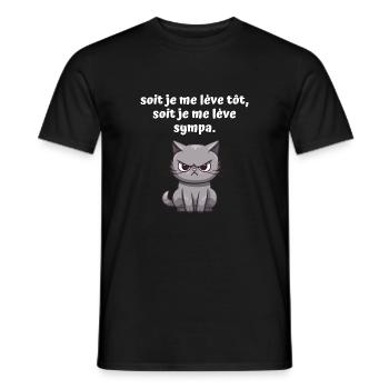 soit je me lève tôt soit je me lève sympa - T-shirt homme - noir - Devant - AI Model Male 178 light (178cm)