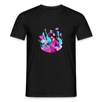VR Erlebnis: Interaktive Spielwelt - Männer T-Shirt - Schwarz - Vorne - AI Model Male 178 light (178cm)