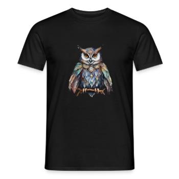 Schamanisches Krafttier Eule, Weisheit Intuiotion - Männer T-Shirt - Schwarz - Vorne - AI Model Male 178 light (178cm)