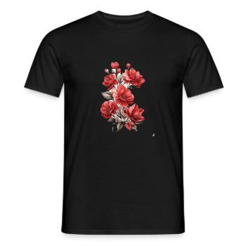 Beautiful Red Flower - Men's T-Shirt - black - Front - AI Model Male 178 light (178cm)