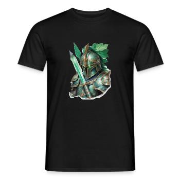 Gepanzerter Ritter, gekleidet in leuchtend grüne - Männer T-Shirt - Schwarz - Vorne - AI Model Male 178 light (178cm)