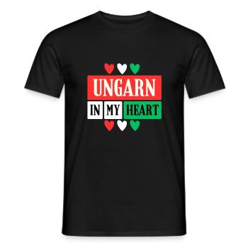 Hungary in My Heart - Men's T-Shirt - black - Front - AI Model Male 178 light (178cm)