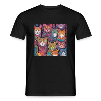 Colorful Cats - Men's T-Shirt - black - Front - AI Model Male 178 light (178cm)
