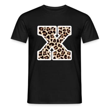 Letter X Leopard Pattern - Birthday Gift Idea - Men's T-Shirt - black - Front - AI Model Male 178 light (178cm)