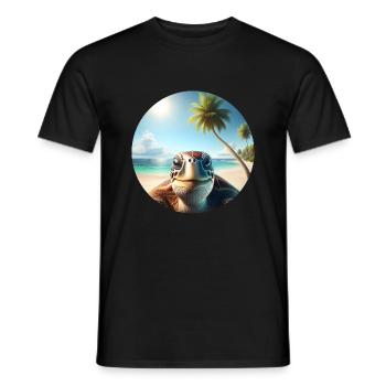 Tortue souriante - T-shirt homme - noir - Devant - AI Model Male 178 light (178cm)