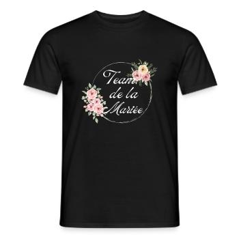The bride's team pink flower-matching tshirt - Men's T-Shirt - black - Front - AI Model Male 178 light (178cm)