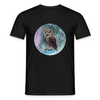 Fabulous owl illustration magic background - Men's T-Shirt - black - Front - AI Model Male 178 light (178cm)